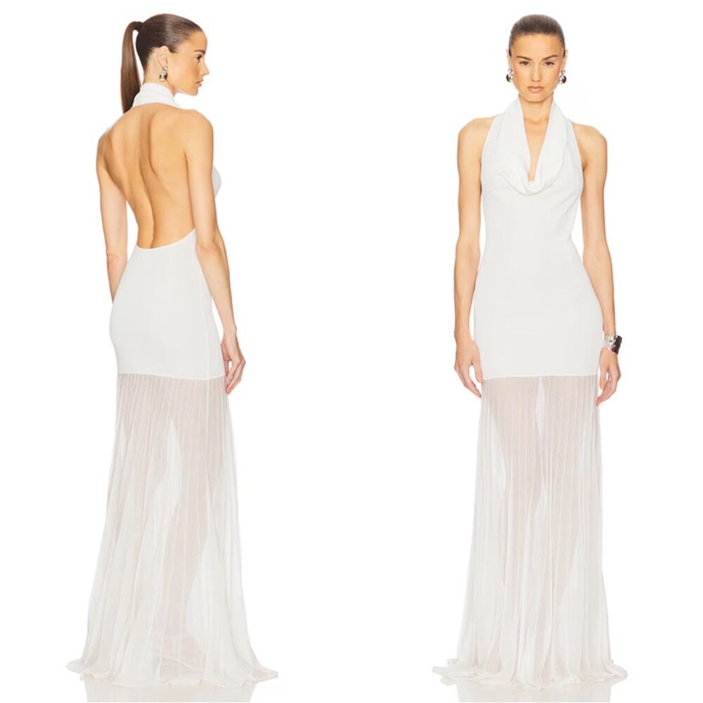 HELSA Jazzlyn Cowl Neck Knit Ivory White Maxi Dress Size XS